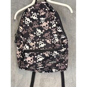 Yak Pak All Over Skull Crossbones Backpack Black Grey Goth Grunge Skater Bag Y2K